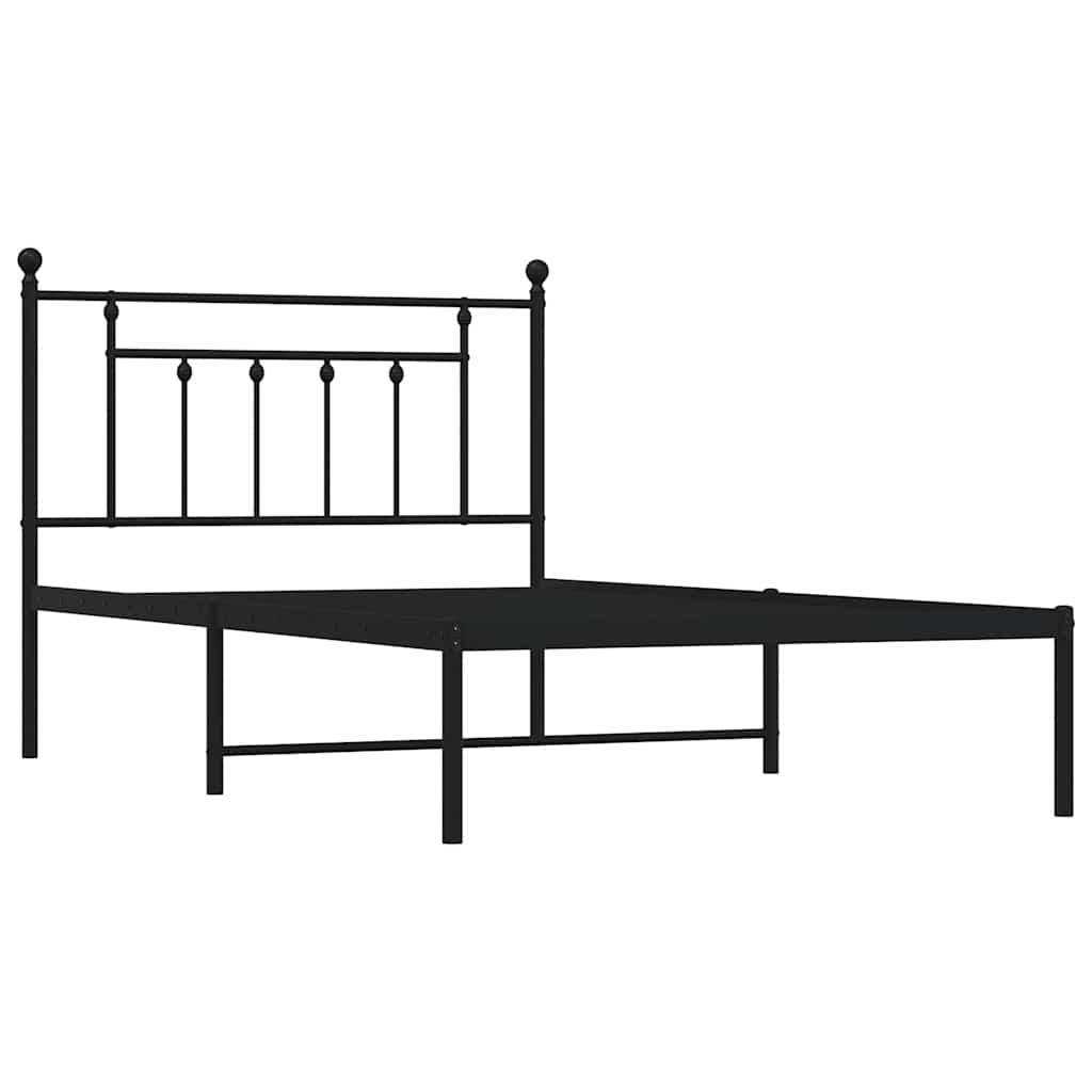Bedframe met hoofdbord metaal zwart 100x200 cm is nu te koop bij PeponiXL, paradijselijk wonen!