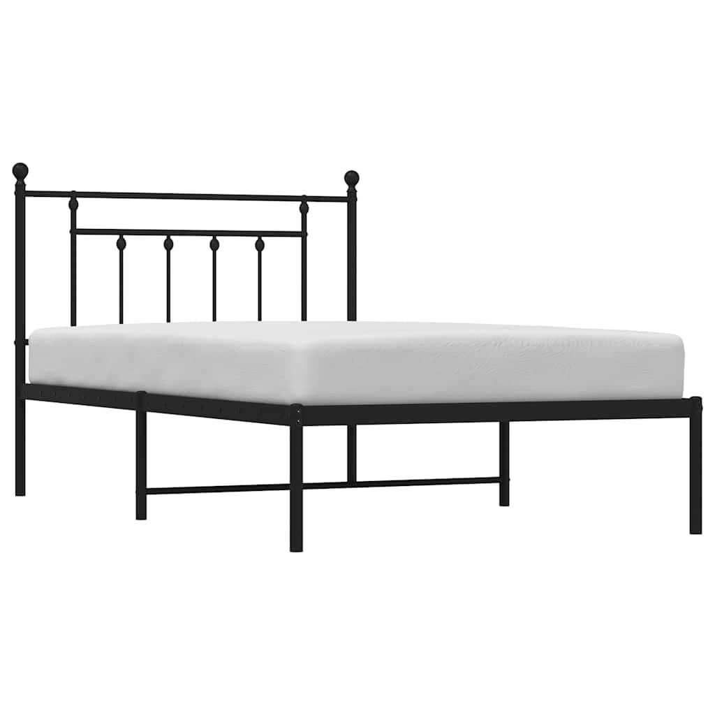 Bedframe met hoofdbord metaal zwart 100x200 cm is nu te koop bij PeponiXL, paradijselijk wonen!