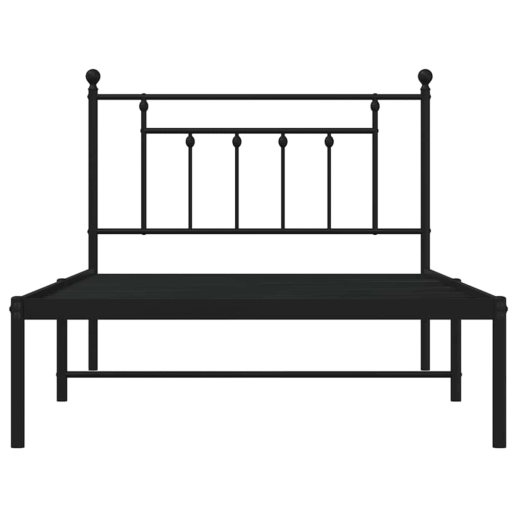 Bedframe met hoofdbord metaal zwart 100x200 cm is nu te koop bij PeponiXL, paradijselijk wonen!