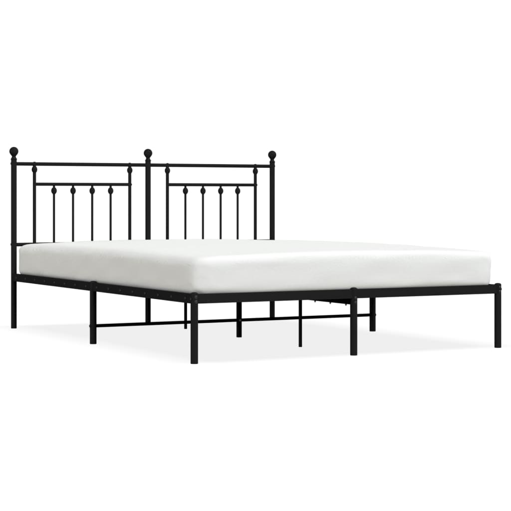 Bedframe met hoofdbord metaal zwart 160x200 cm is nu te koop bij PeponiXL, paradijselijk wonen!