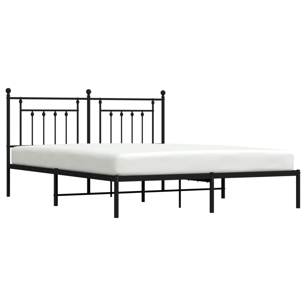 Bedframe met hoofdbord metaal zwart 160x200 cm is nu te koop bij PeponiXL, paradijselijk wonen!