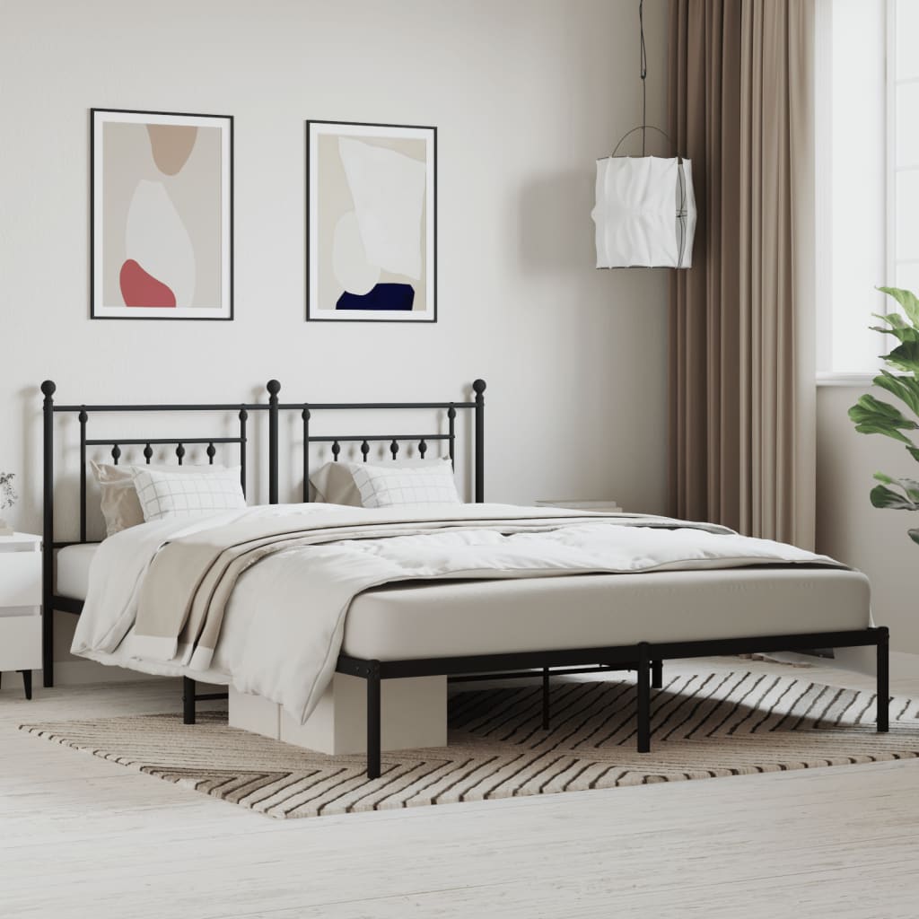 Bedframe met hoofdbord metaal zwart 160x200 cm is nu te koop bij PeponiXL, paradijselijk wonen!