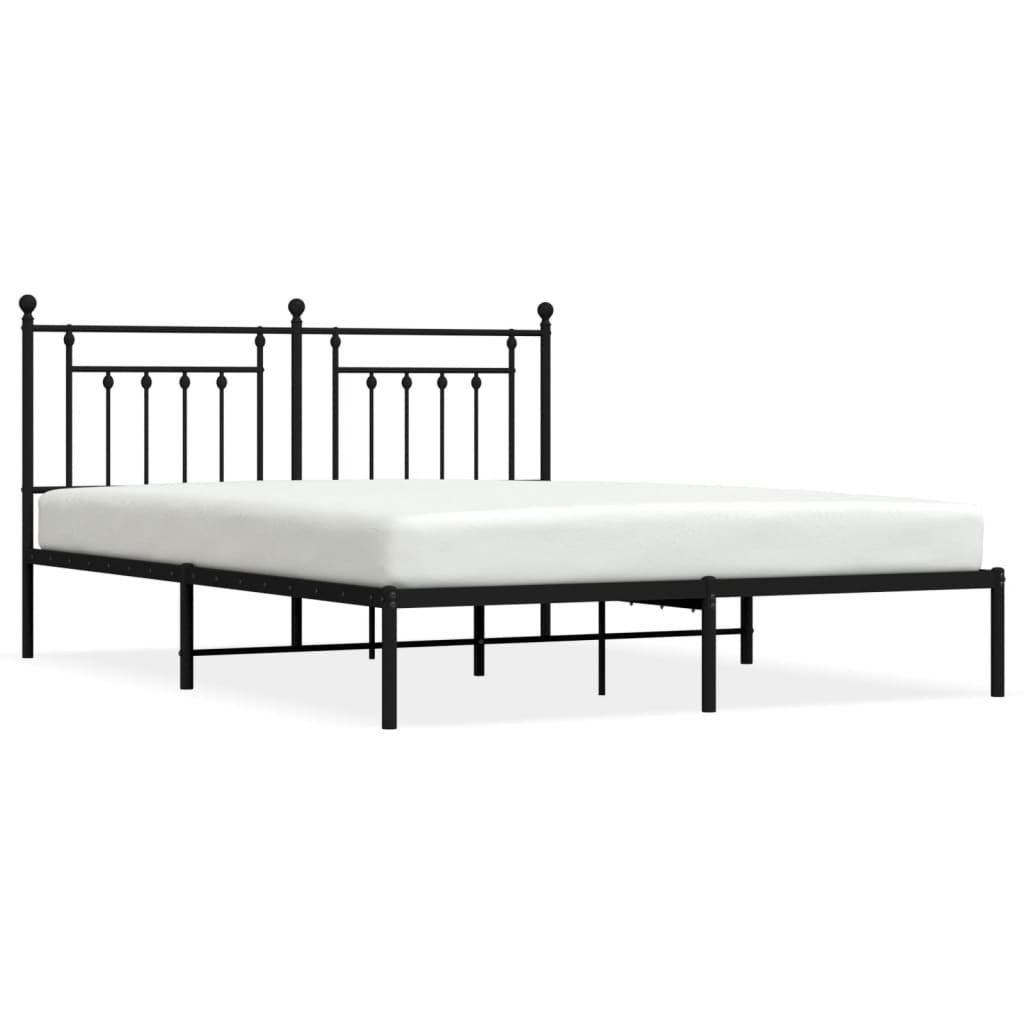 Bedframe met hoofdbord metaal zwart 180x200 cm is nu te koop bij PeponiXL, paradijselijk wonen!