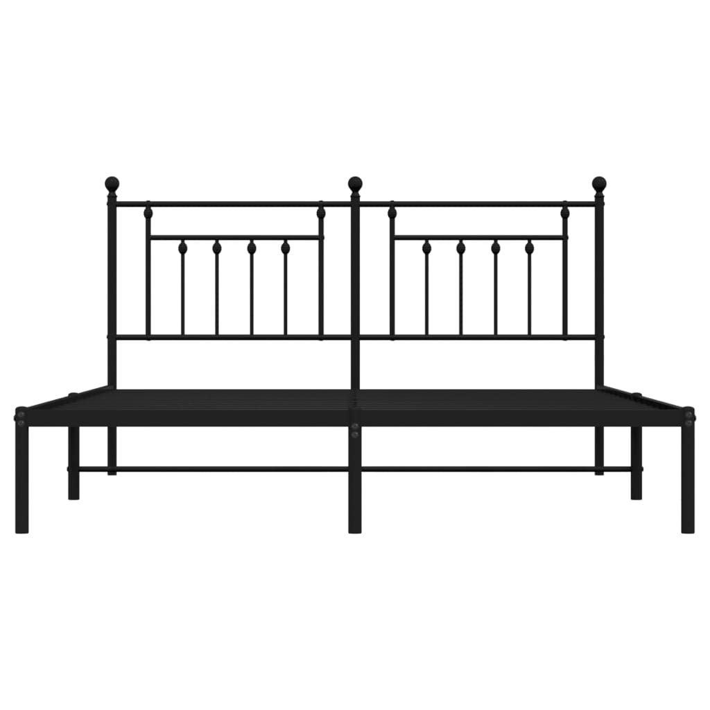 Bedframe met hoofdbord metaal zwart 180x200 cm is nu te koop bij PeponiXL, paradijselijk wonen!
