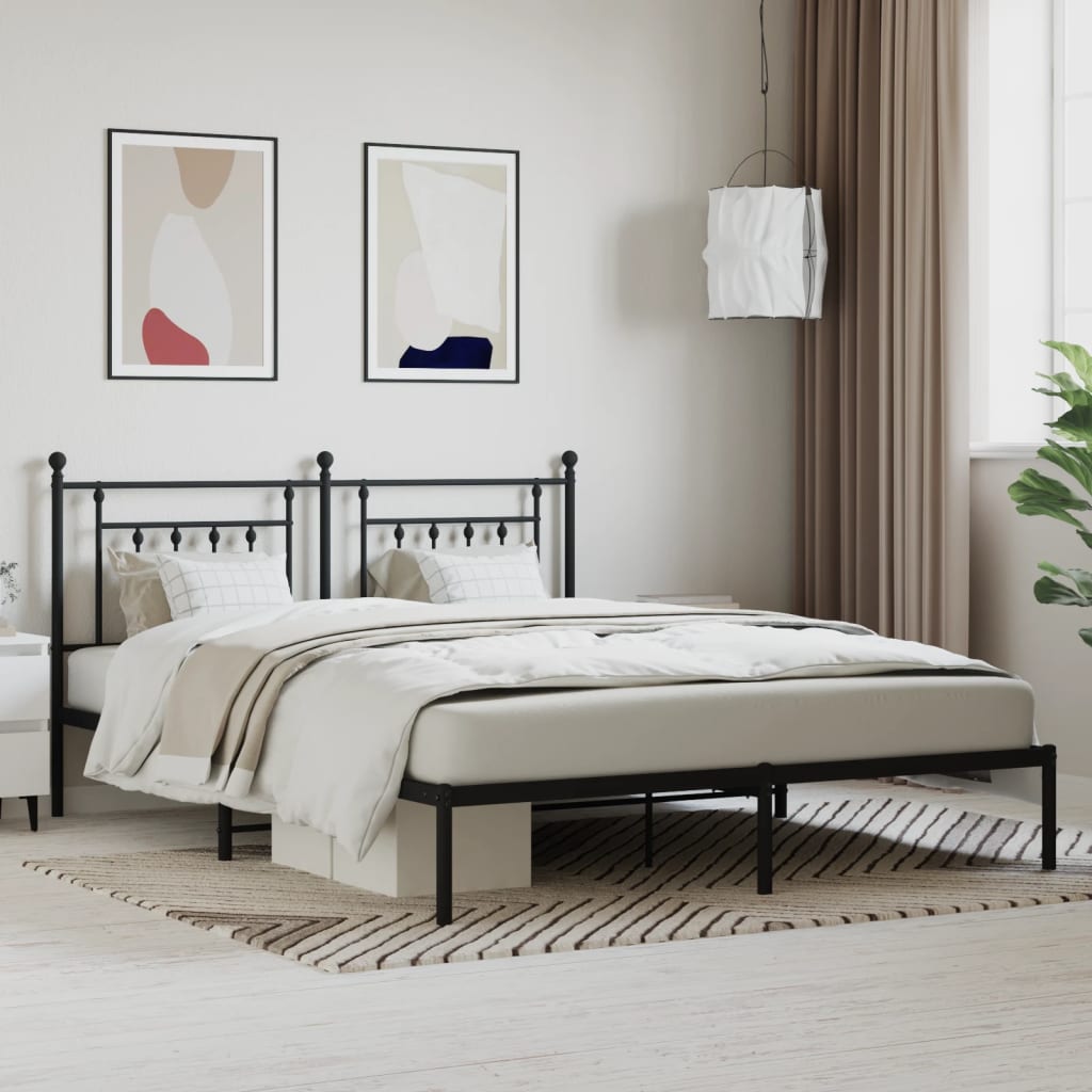 Bedframe met hoofdbord metaal zwart 180x200 cm is nu te koop bij PeponiXL, paradijselijk wonen!