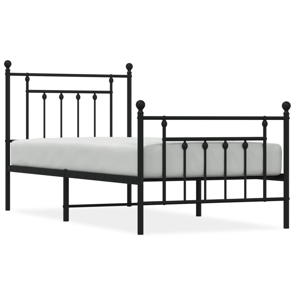 Bedframe met hoofd- en voeteneinde metaal zwart 90x190 cm is nu te koop bij PeponiXL, paradijselijk wonen!