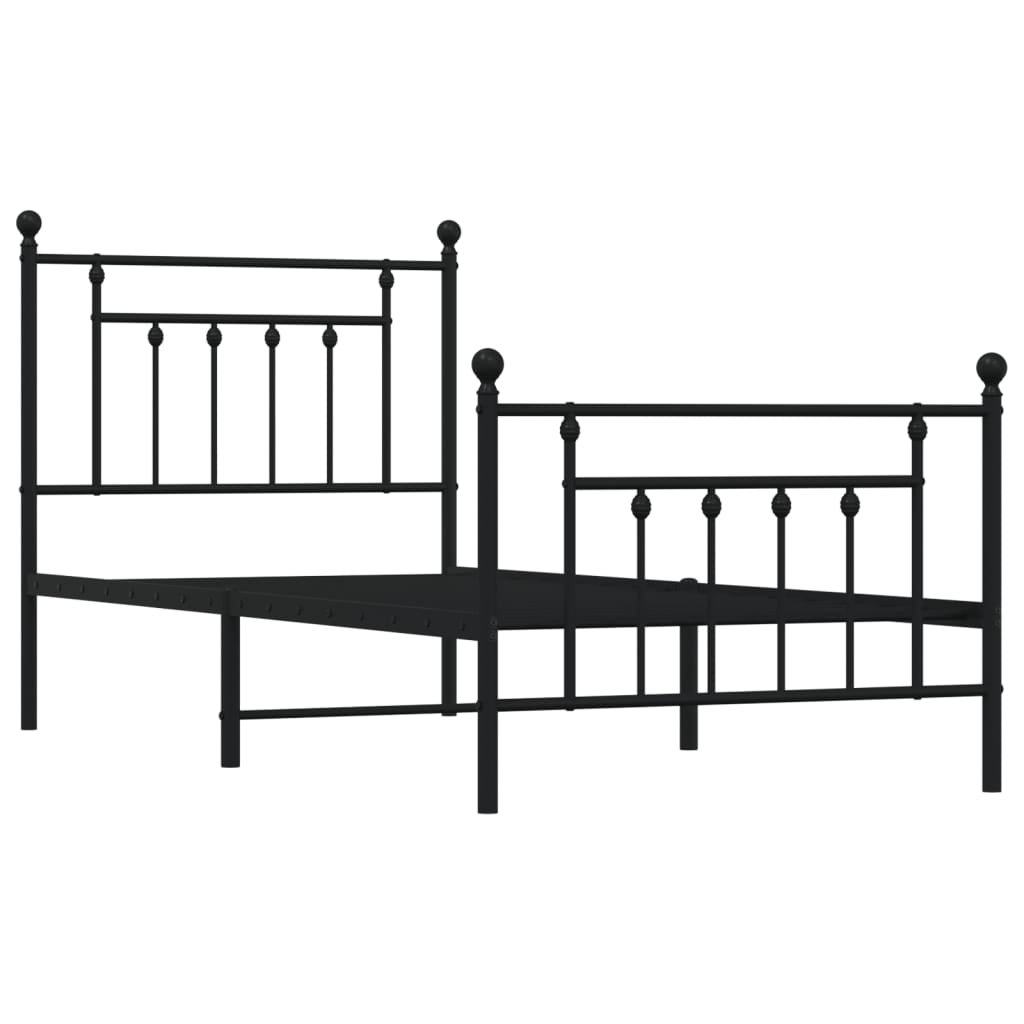 Bedframe met hoofd- en voeteneinde metaal zwart 90x190 cm is nu te koop bij PeponiXL, paradijselijk wonen!