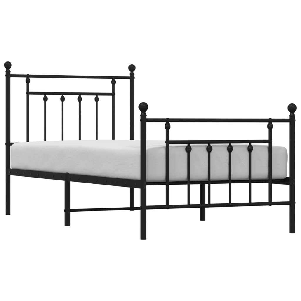 Bedframe met hoofd- en voeteneinde metaal zwart 90x190 cm is nu te koop bij PeponiXL, paradijselijk wonen!