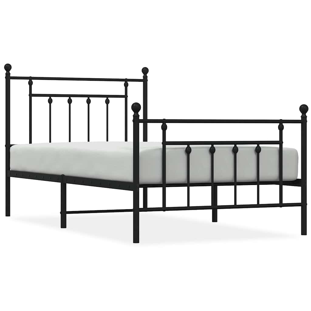 Bedframe met hoofd- en voeteneinde metaal zwart 100x190 cm is nu te koop bij PeponiXL, paradijselijk wonen!
