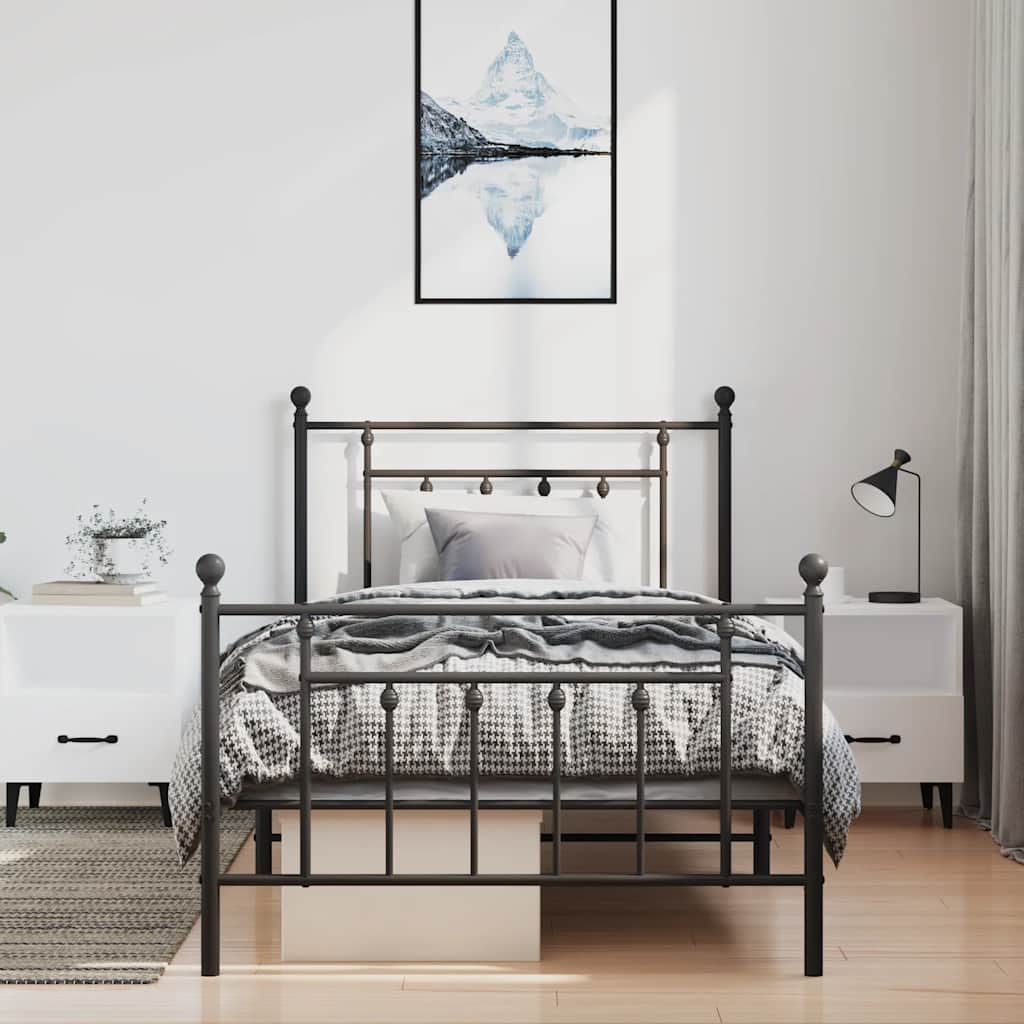 Bedframe met hoofd- en voeteneinde metaal zwart 100x190 cm is nu te koop bij PeponiXL, paradijselijk wonen!