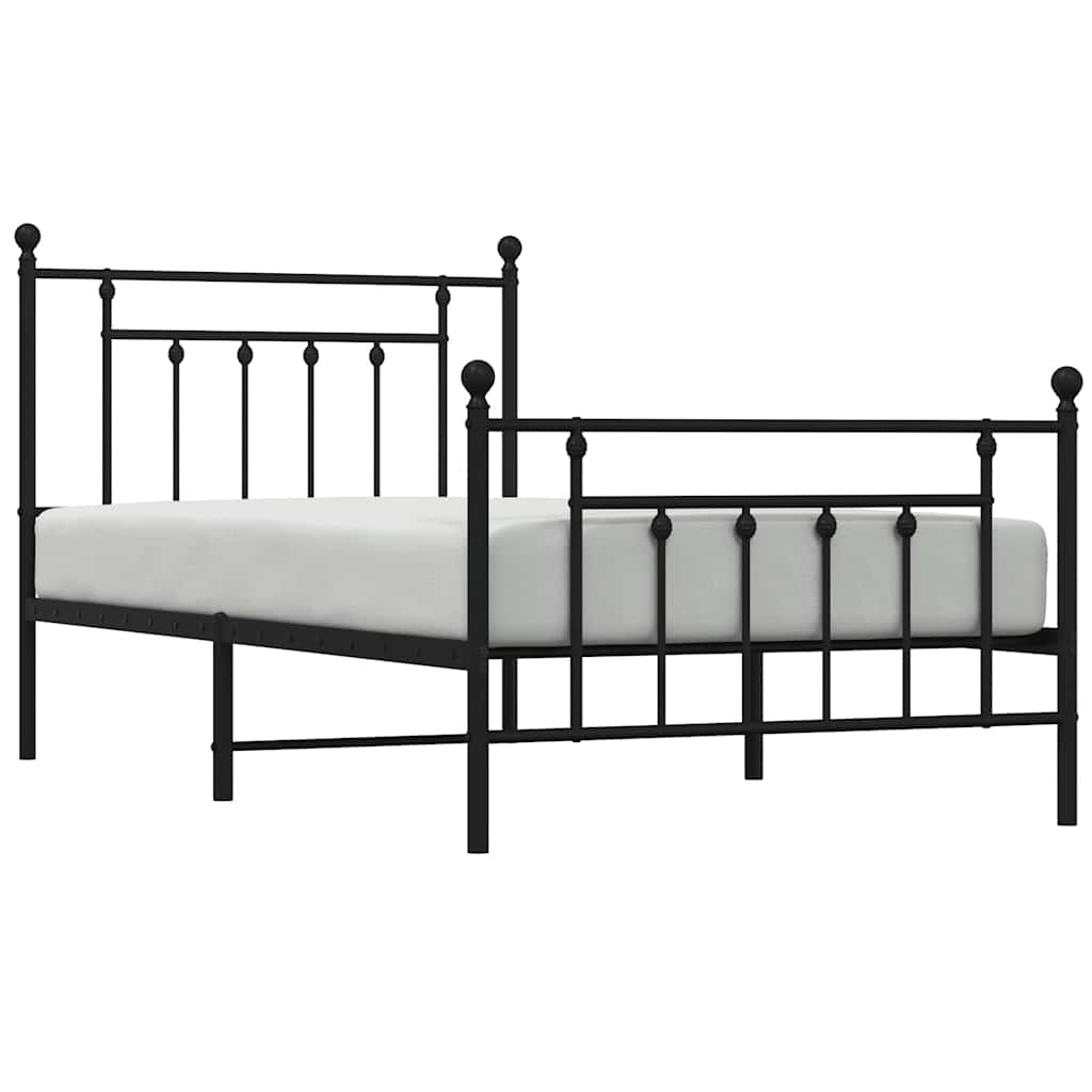 Bedframe met hoofd- en voeteneinde metaal zwart 100x190 cm is nu te koop bij PeponiXL, paradijselijk wonen!