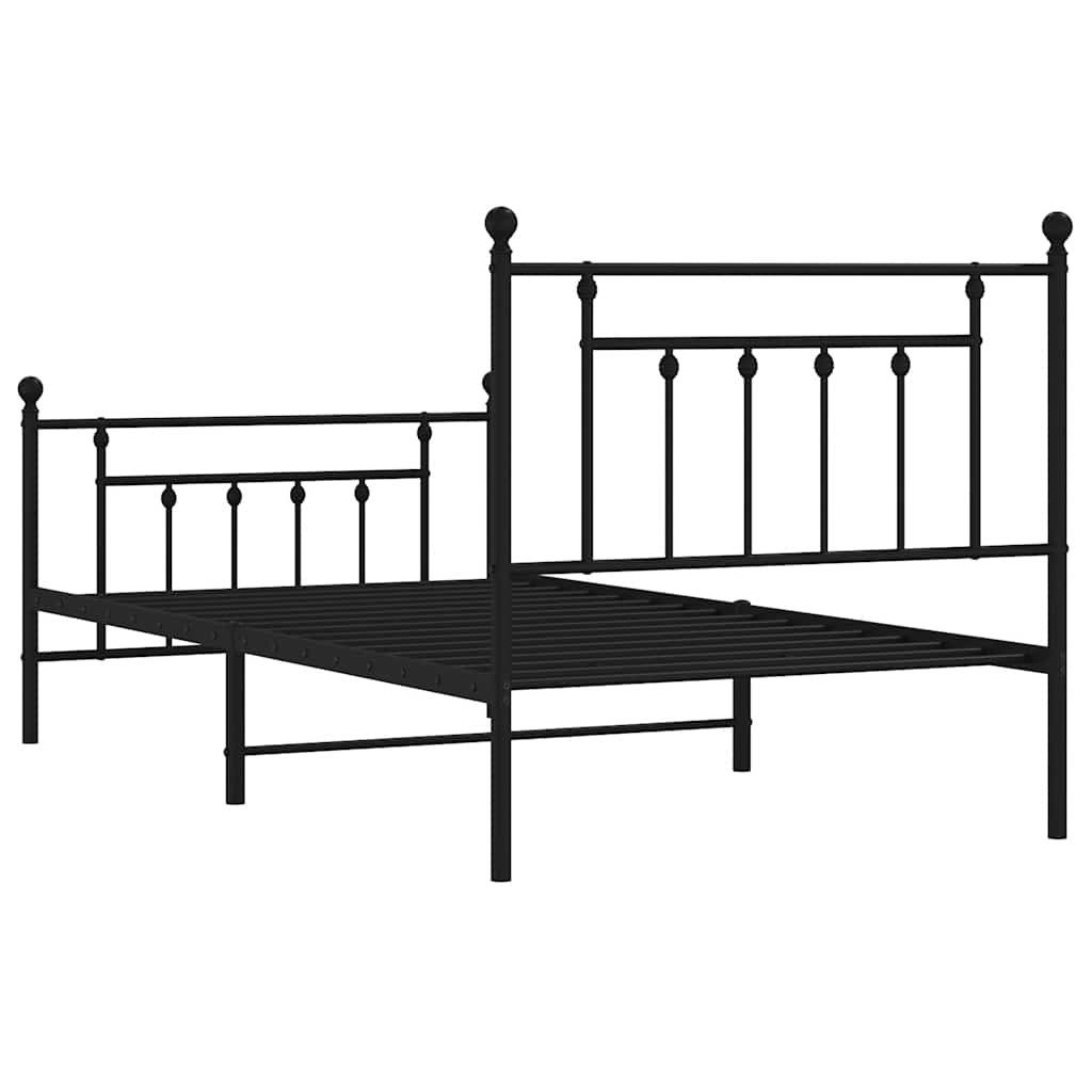 Bedframe met hoofd- en voeteneinde metaal zwart 100x190 cm is nu te koop bij PeponiXL, paradijselijk wonen!
