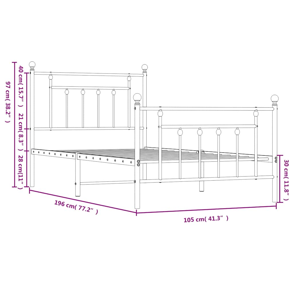 Bedframe met hoofd- en voeteneinde metaal zwart 100x190 cm is nu te koop bij PeponiXL, paradijselijk wonen!