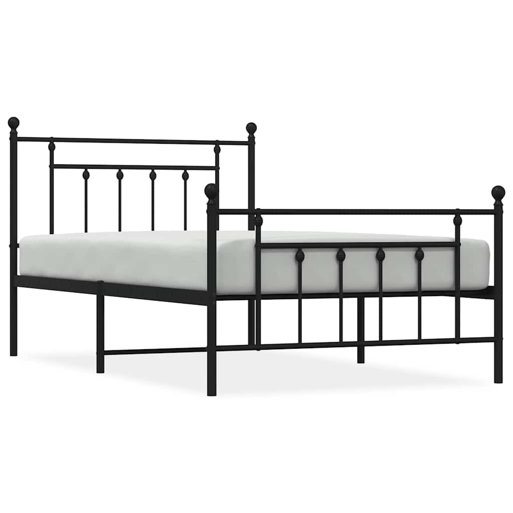 Bedframe met hoofd- en voeteneinde metaal zwart 100x200 cm is nu te koop bij PeponiXL, paradijselijk wonen!