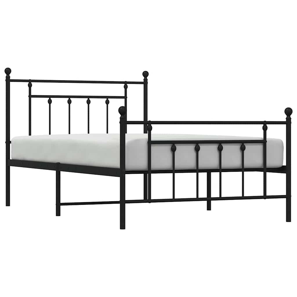 Bedframe met hoofd- en voeteneinde metaal zwart 100x200 cm is nu te koop bij PeponiXL, paradijselijk wonen!