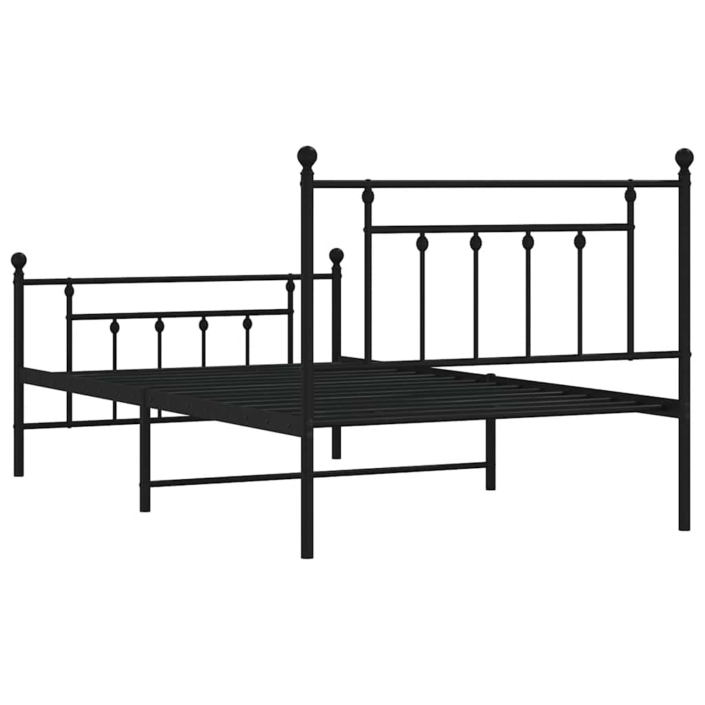 Bedframe met hoofd- en voeteneinde metaal zwart 100x200 cm is nu te koop bij PeponiXL, paradijselijk wonen!