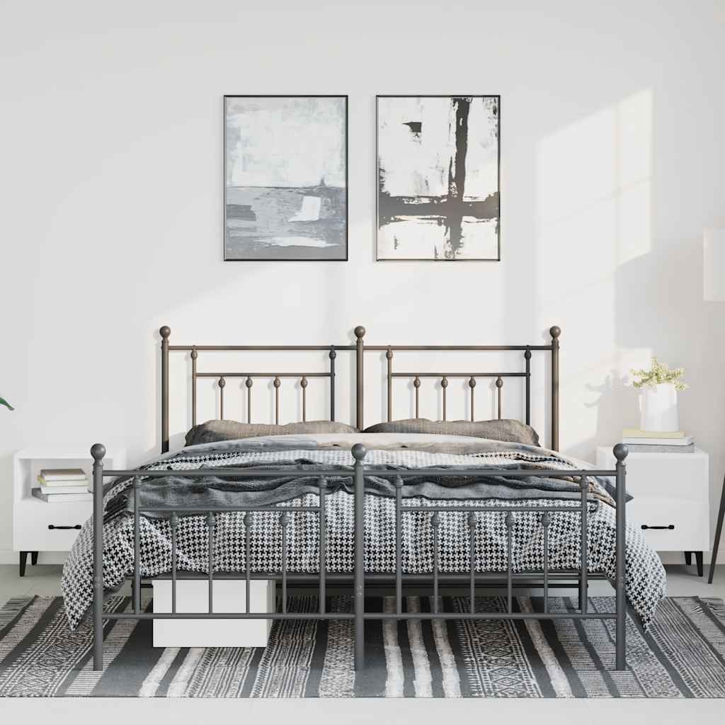 Bedframe met hoofd- en voeteneinde metaal zwart 150x200 cm is nu te koop bij PeponiXL, paradijselijk wonen!
