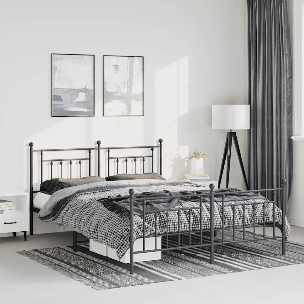 Bedframe met hoofd- en voeteneinde metaal zwart 150x200 cm is nu te koop bij PeponiXL, paradijselijk wonen!