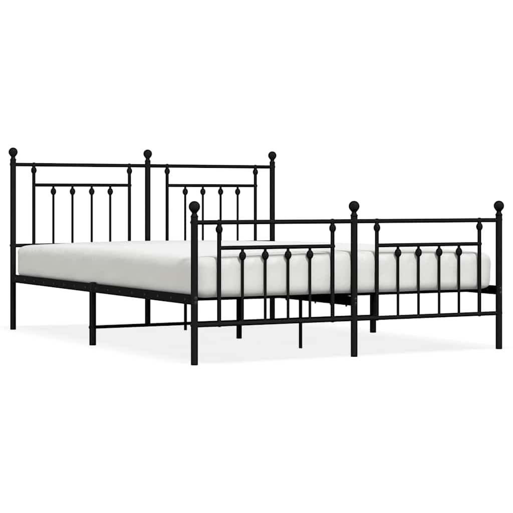 Bedframe met voetbord zonder matras metaal zwart 160x200 cm