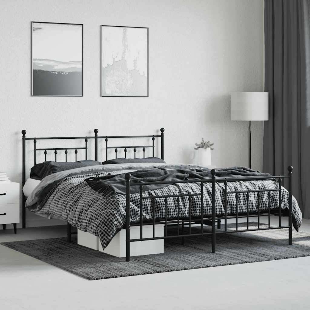 Bedframe met voetbord zonder matras metaal zwart 160x200 cm