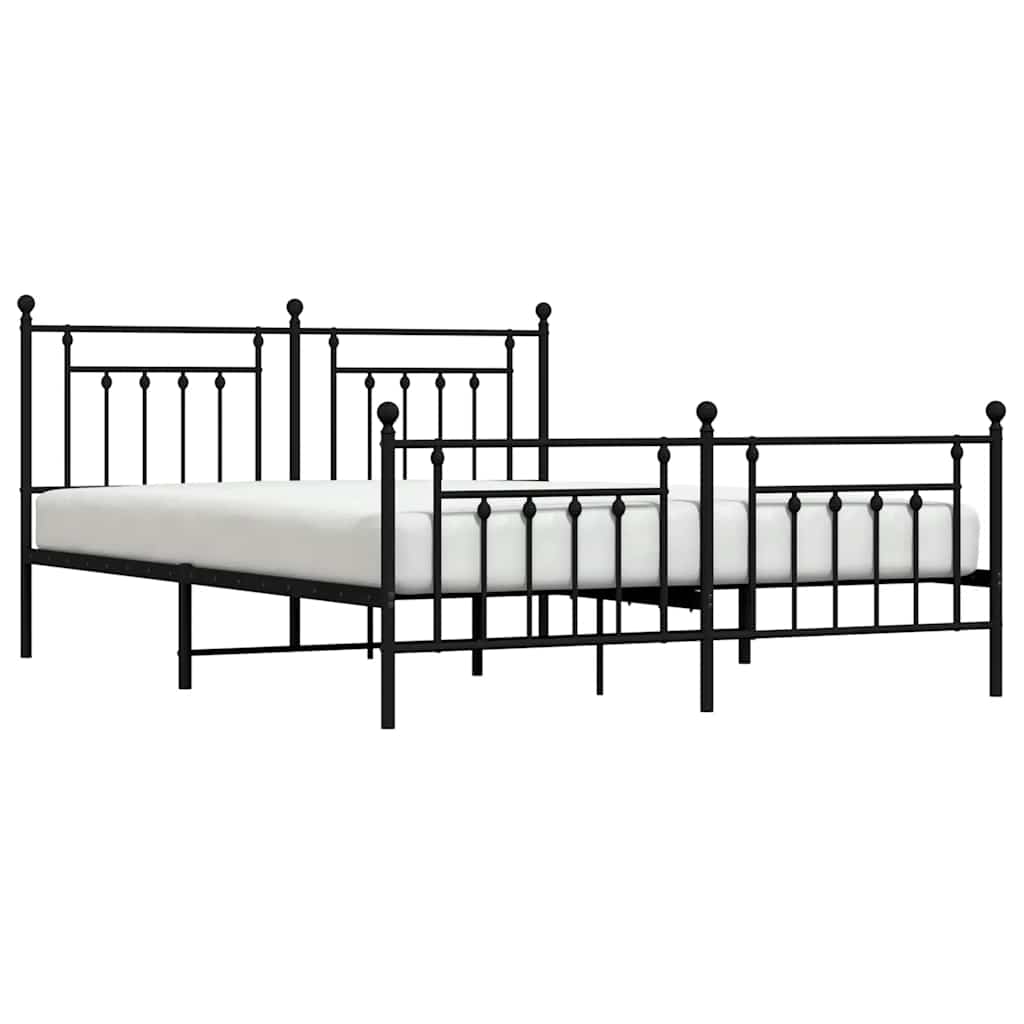 Bedframe met voetbord zonder matras metaal zwart 160x200 cm