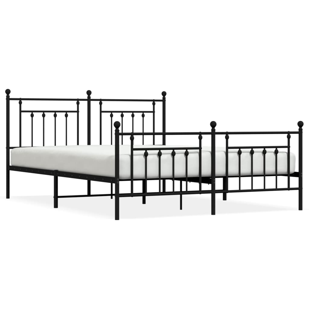 Bedframe met voetbord zonder matras metaal zwart 180x200 cm is nu te koop bij PeponiXL, paradijselijk wonen!
