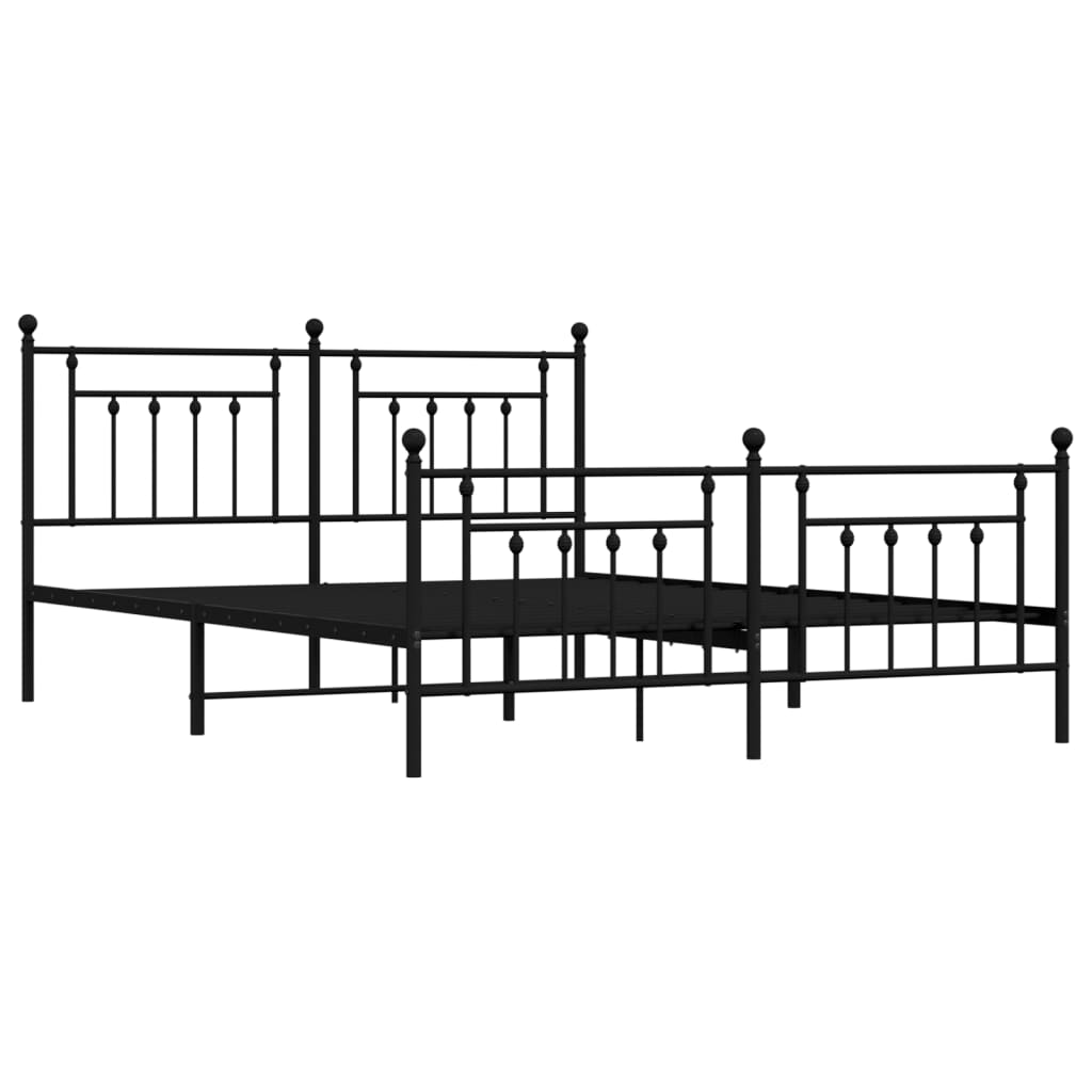 Bedframe met voetbord zonder matras metaal zwart 180x200 cm is nu te koop bij PeponiXL, paradijselijk wonen!