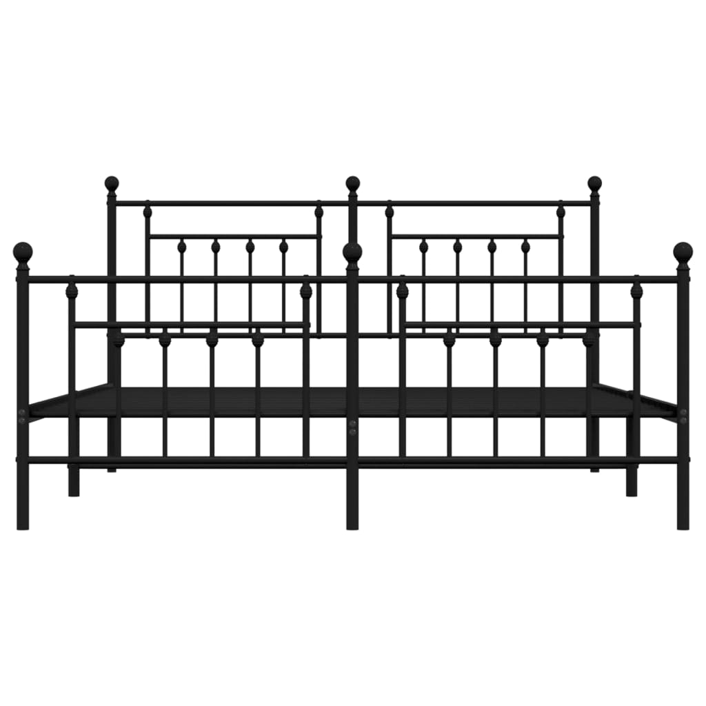 Bedframe met voetbord zonder matras metaal zwart 180x200 cm is nu te koop bij PeponiXL, paradijselijk wonen!