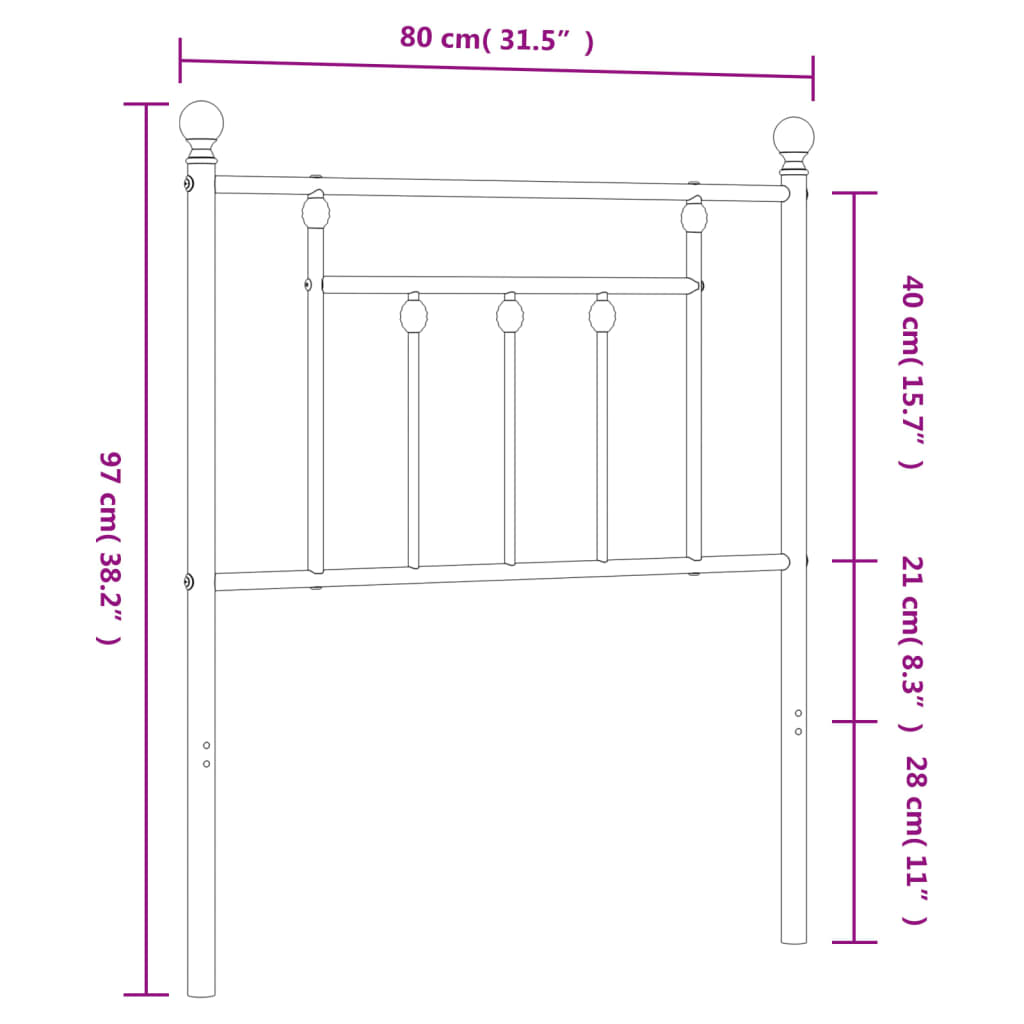 Vervangend hoofdbord 75 cm metaal zwart is nu te koop bij PeponiXL, paradijselijk wonen!