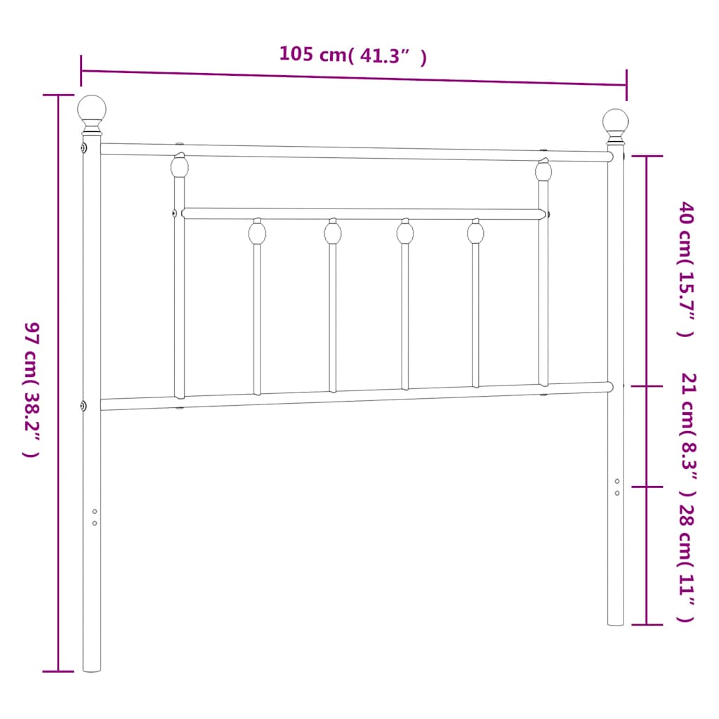 Vervangend hoofdbord 100 cm metaal zwart is nu te koop bij PeponiXL, paradijselijk wonen!