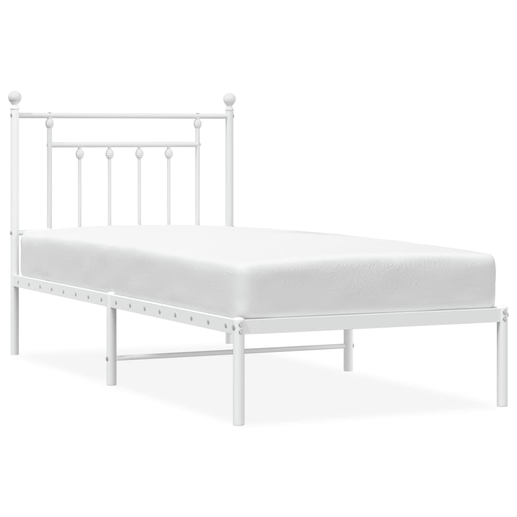 Bedframe met hoofdbord metaal wit 80x200 cm is nu te koop bij PeponiXL, paradijselijk wonen!
