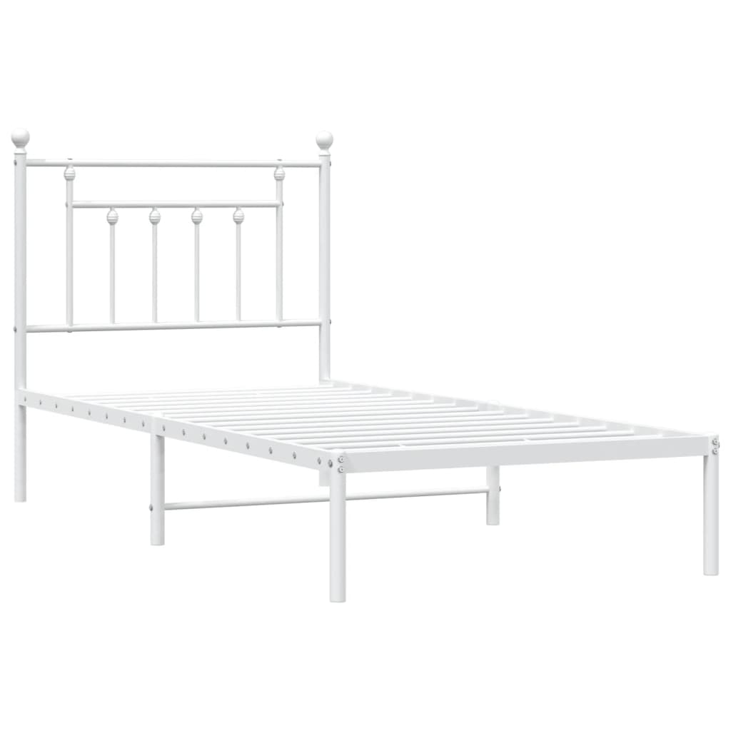 Bedframe met hoofdbord metaal wit 80x200 cm is nu te koop bij PeponiXL, paradijselijk wonen!