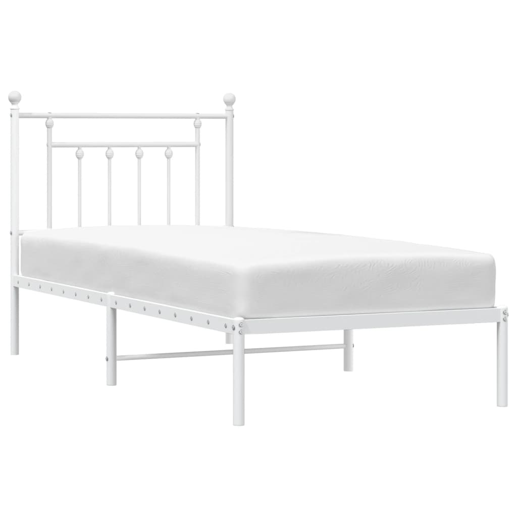 Bedframe met hoofdbord metaal wit 80x200 cm is nu te koop bij PeponiXL, paradijselijk wonen!