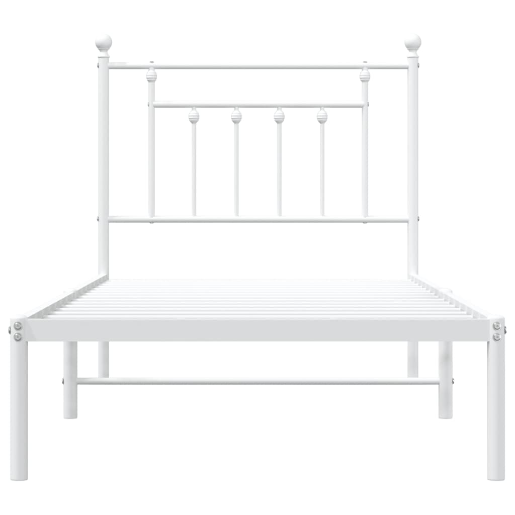 Bedframe met hoofdbord metaal wit 80x200 cm is nu te koop bij PeponiXL, paradijselijk wonen!