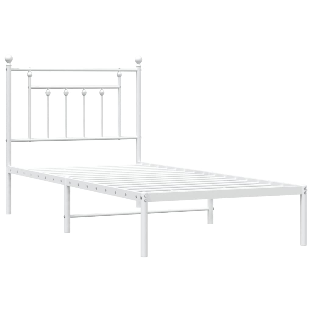 Bedframe met hoofdbord metaal wit 90x200 cm is nu te koop bij PeponiXL, paradijselijk wonen!