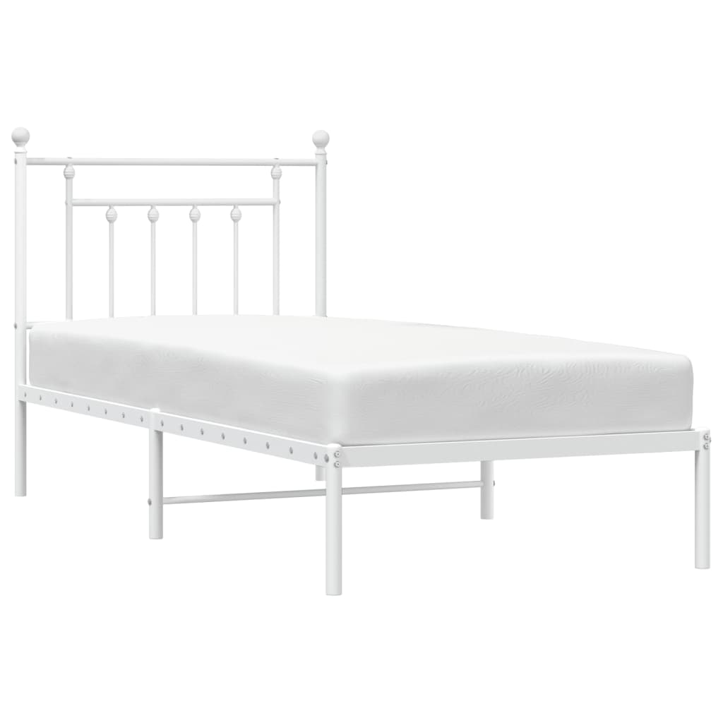 Bedframe met hoofdbord metaal wit 90x200 cm is nu te koop bij PeponiXL, paradijselijk wonen!