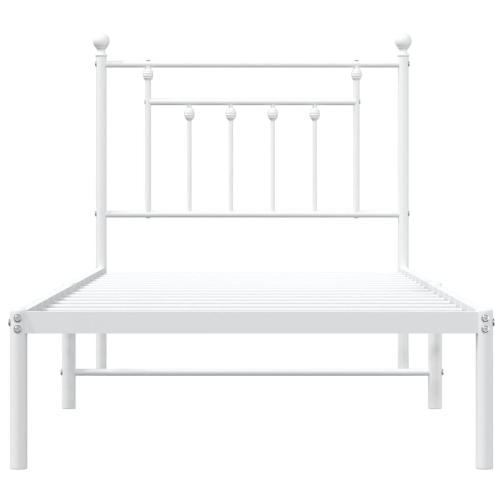 Bedframe met hoofdbord metaal wit 90x200 cm is nu te koop bij PeponiXL, paradijselijk wonen!