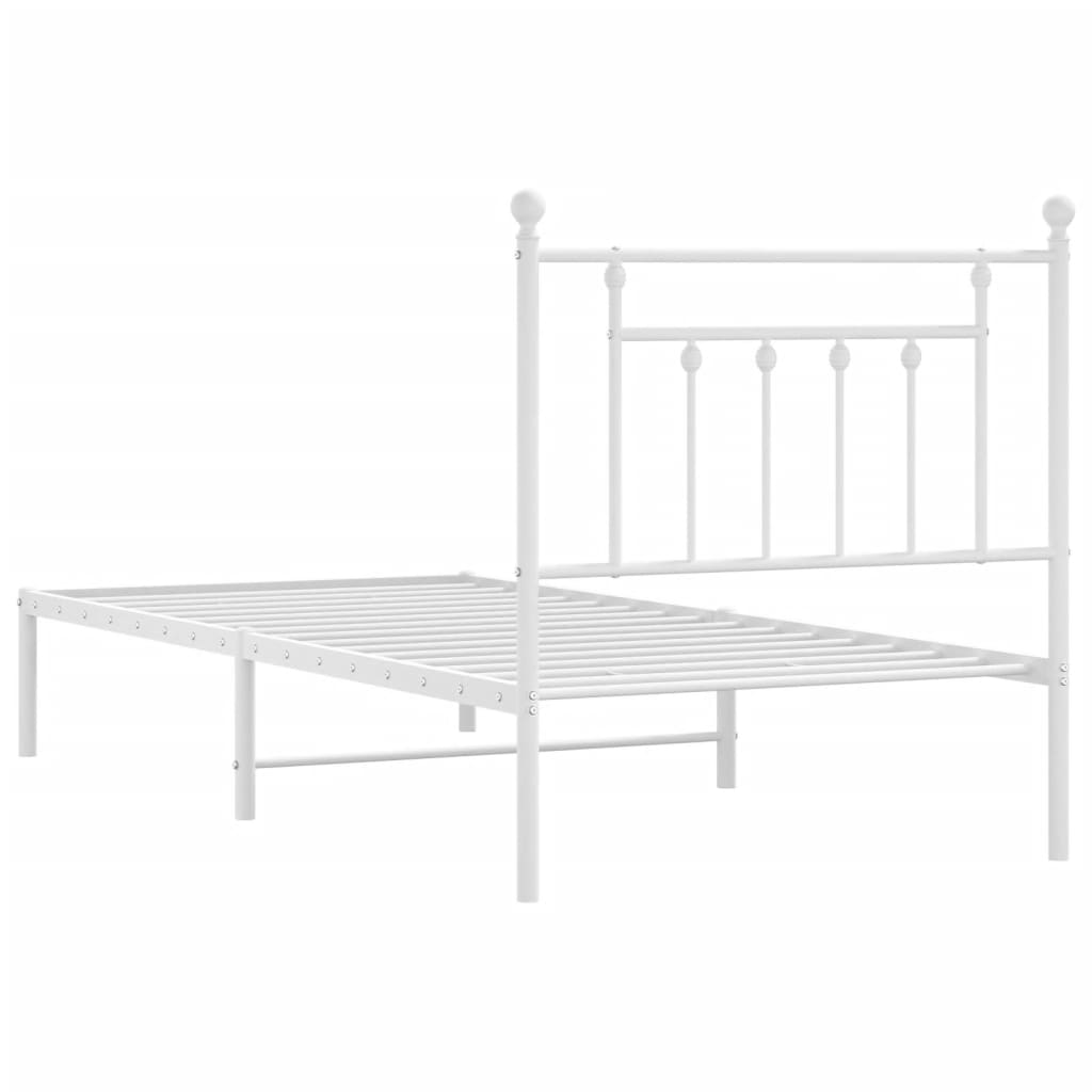 Bedframe met hoofdbord metaal wit 90x200 cm is nu te koop bij PeponiXL, paradijselijk wonen!