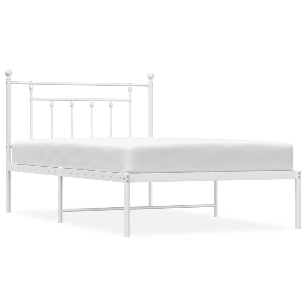Bedframe met hoofdbord metaal wit 100x200 cm