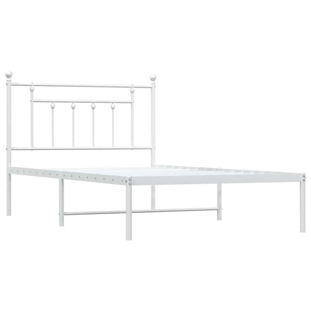 Bedframe met hoofdbord metaal wit 100x200 cm