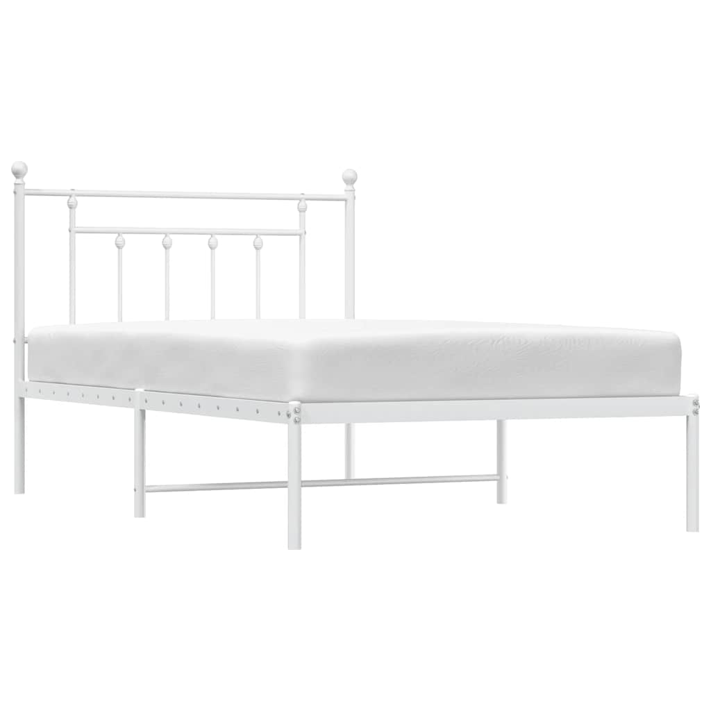 Bedframe met hoofdbord metaal wit 100x200 cm