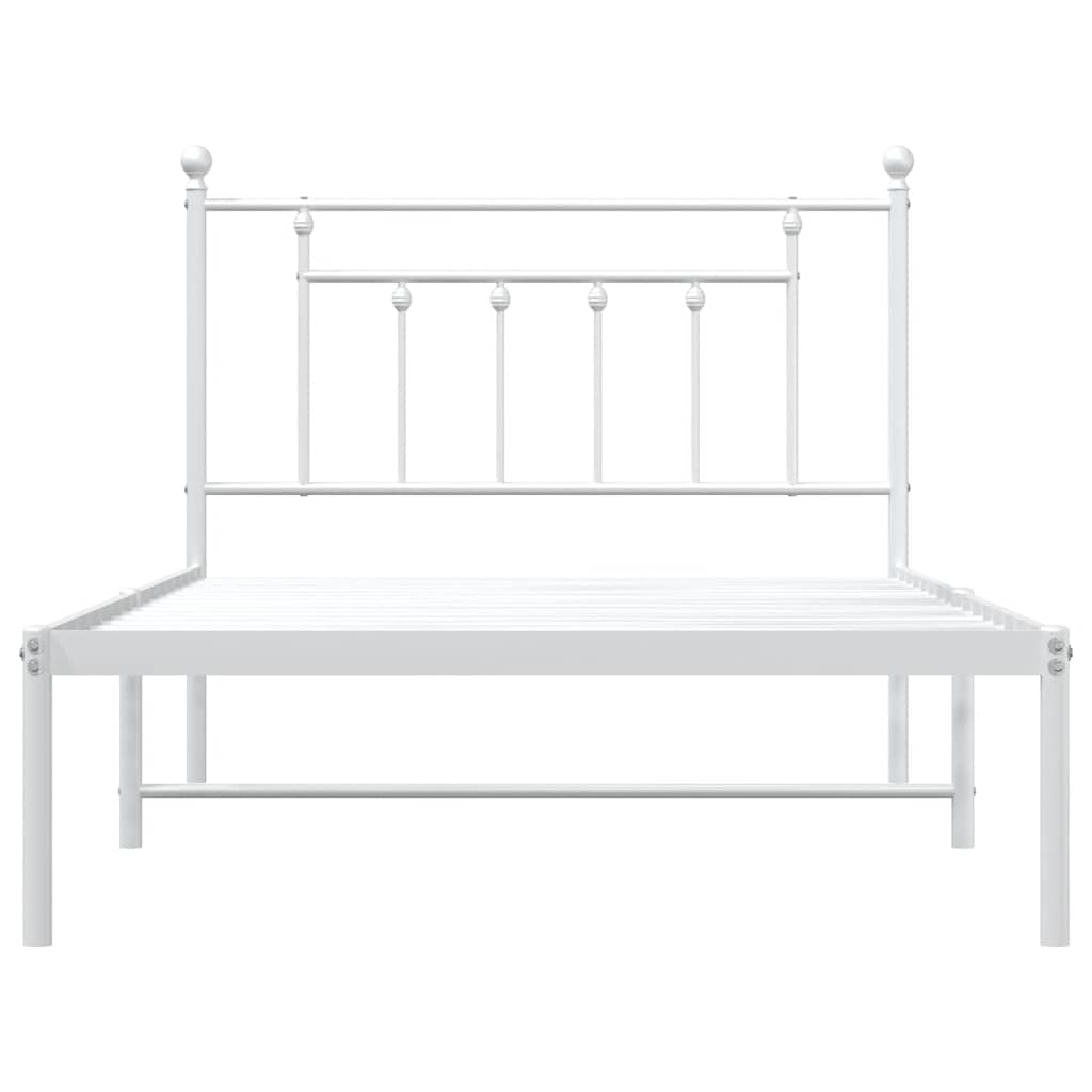 Bedframe met hoofdbord metaal wit 100x200 cm
