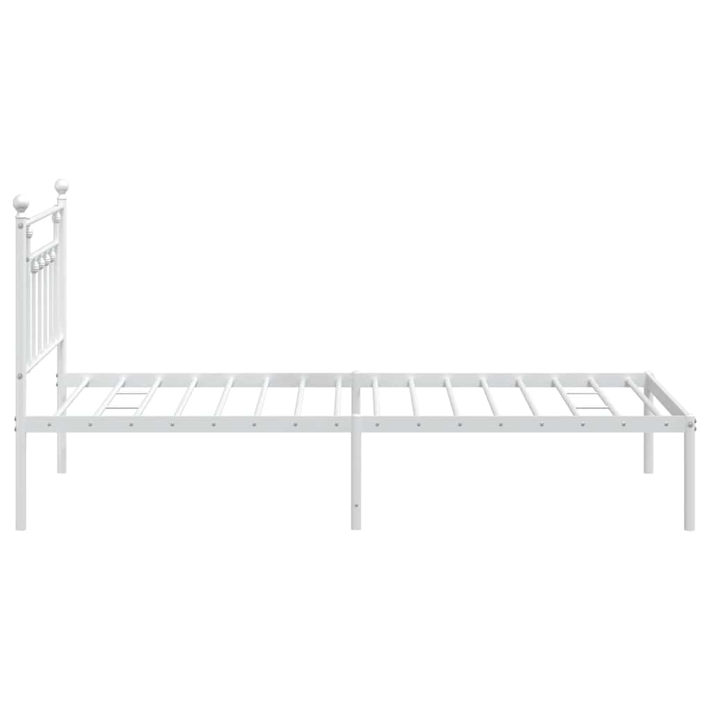 Bedframe met hoofdbord metaal wit 100x200 cm