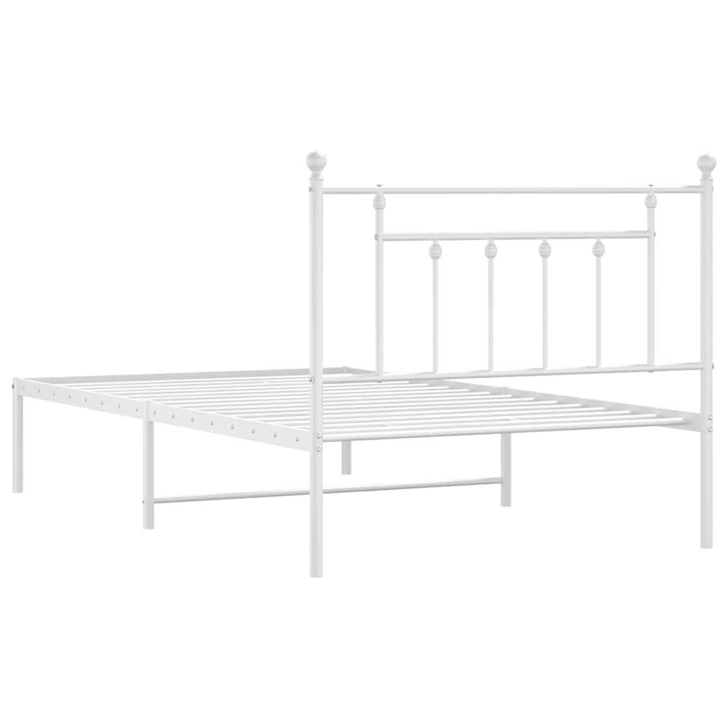Bedframe met hoofdbord metaal wit 100x200 cm