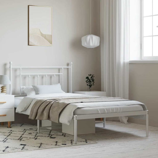 Bedframe met hoofdbord metaal wit 100x200 cm is nu te koop bij PeponiXL, paradijselijk wonen!