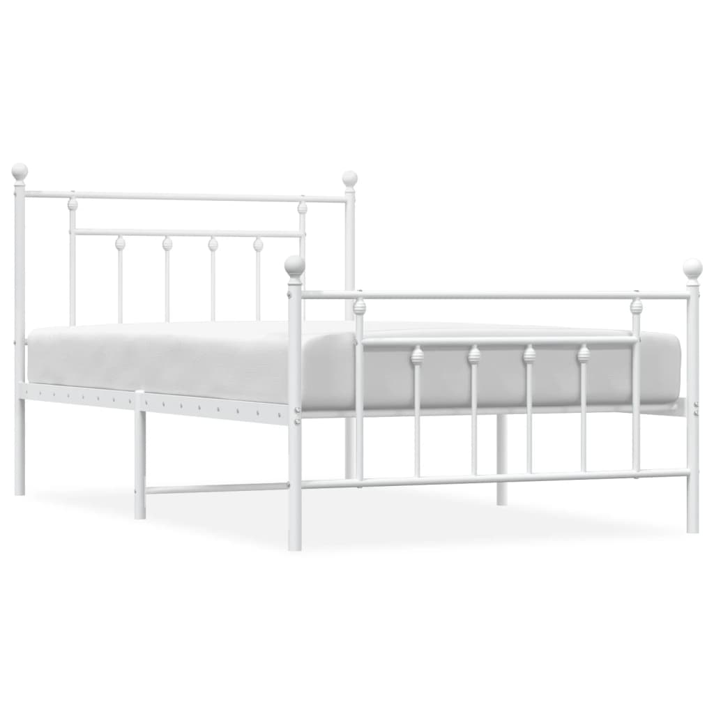 Bedframe met hoofd- en voeteneinde metaal wit 100x200 cm is nu te koop bij PeponiXL, paradijselijk wonen!