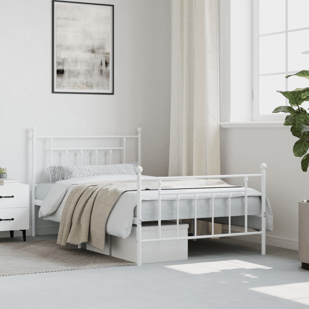 Bedframe met hoofd- en voeteneinde metaal wit 100x200 cm is nu te koop bij PeponiXL, paradijselijk wonen!