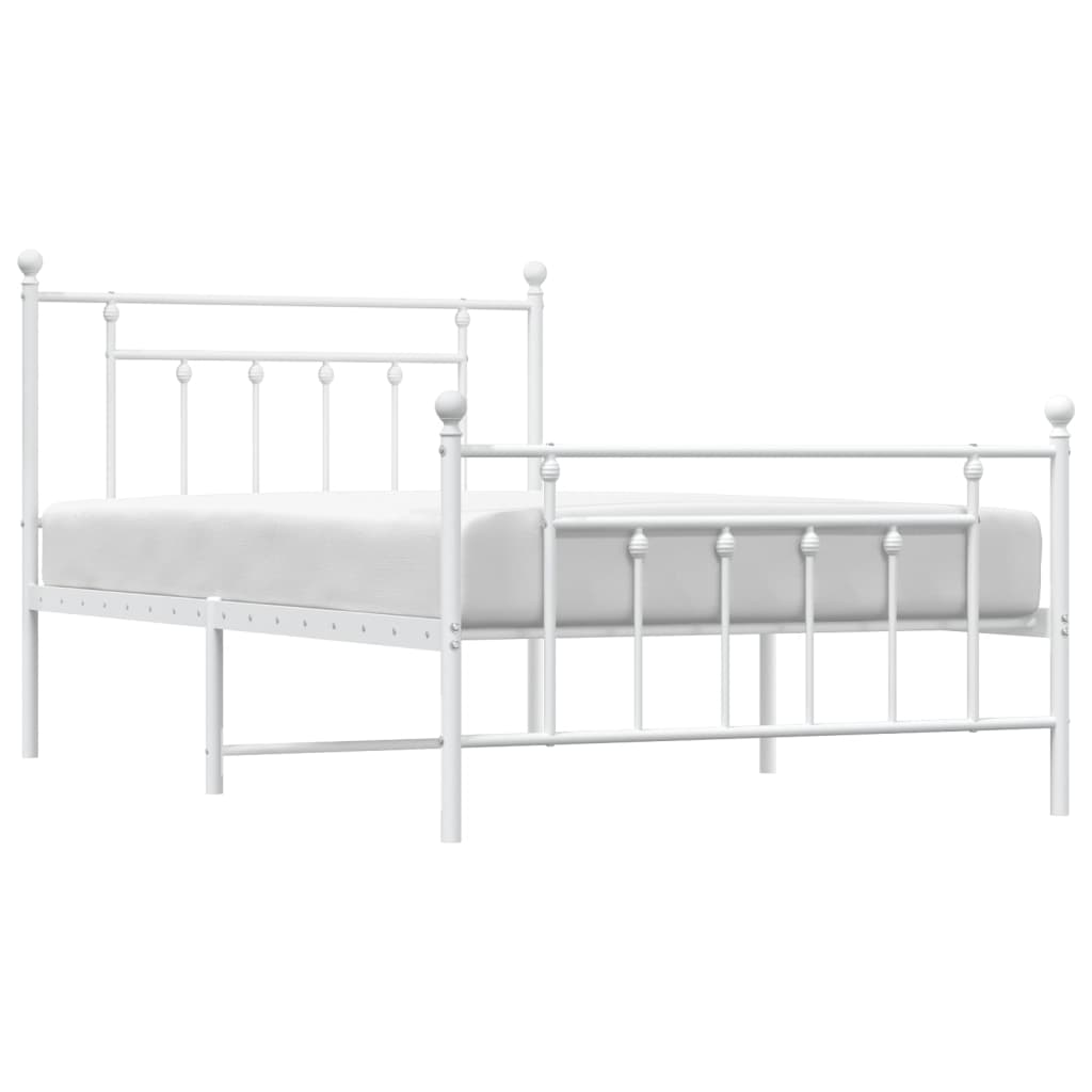 Bedframe met hoofd- en voeteneinde metaal wit 100x200 cm is nu te koop bij PeponiXL, paradijselijk wonen!