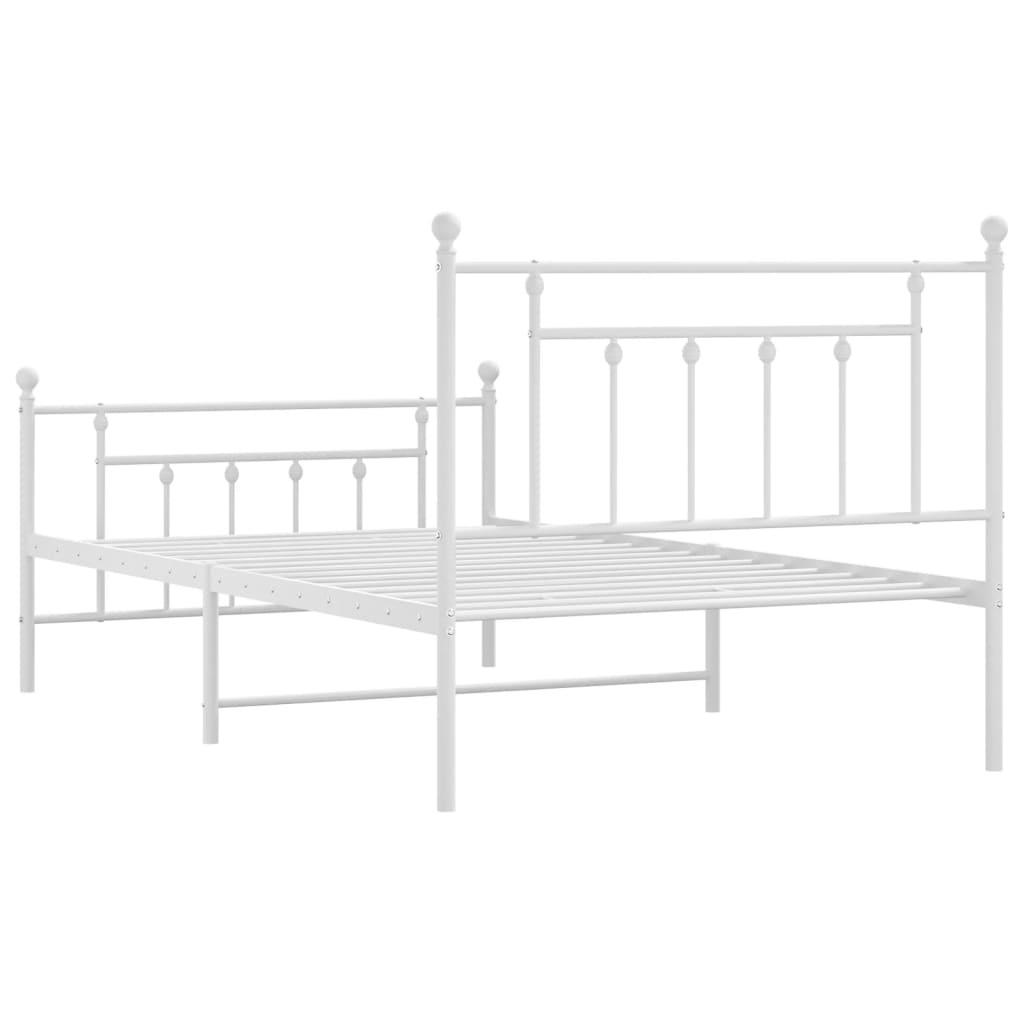Bedframe met hoofd- en voeteneinde metaal wit 100x200 cm is nu te koop bij PeponiXL, paradijselijk wonen!