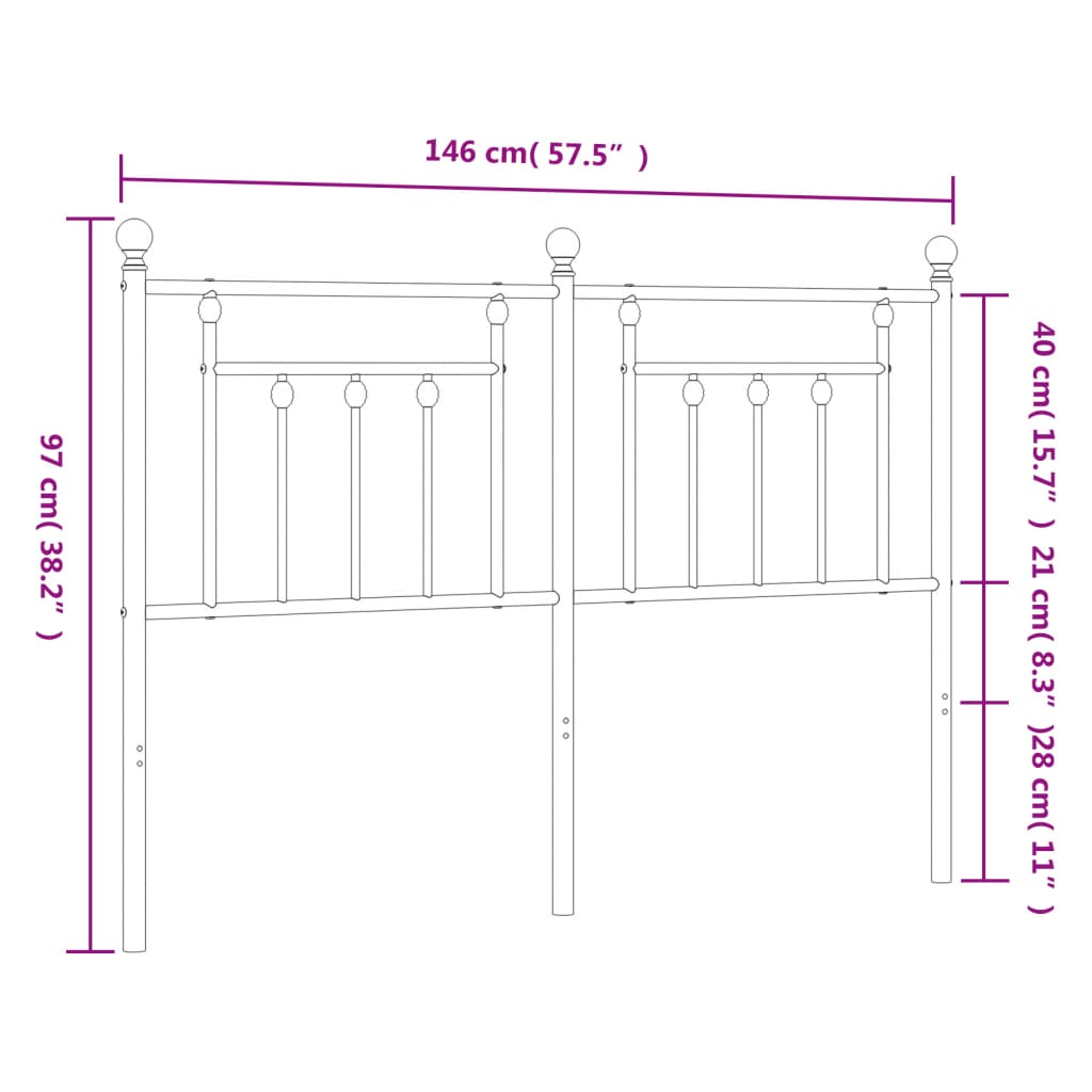 Vervangend hoofdbord 140 cm metaal wit is nu te koop bij PeponiXL, paradijselijk wonen!